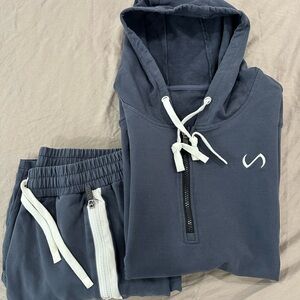 Grey Terry Hoodie and Short with White Details